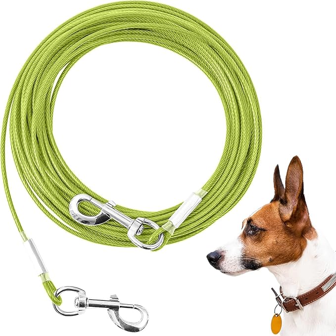 Tie Out Cable for Dogs,30FT Dog Leads,Heavy Duty Tie Out Cable for Large Dogs Up to 125lbs,Durable Dog Runner Tether Line for Outdoor,Yard