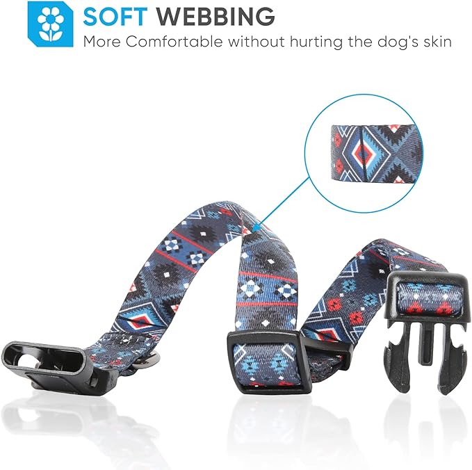 HEELE Dog Collar, Adjustable Soft Dog Collar for Small Medium Large Dogs,Bohemia Patterned Puppy Collars with Quick Release Buckle S Length 9.84''-14.96'