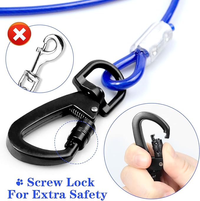 Tie Out Cable for Yards, 50FT Chew Proof, Heavy Duty for Large Dogs Up to 250lbs, Durable Dog Runner for Camping