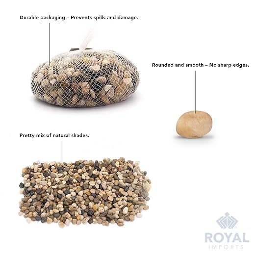Royal Imports 1LBS River Rocks Decorative Ornamental Pebbles, Garden Landscaping Stones, Gravel Filler for Plants, Vases, Succulents, Home Decor, Aquariums, Crafting, Animal Habitat - Small Natural