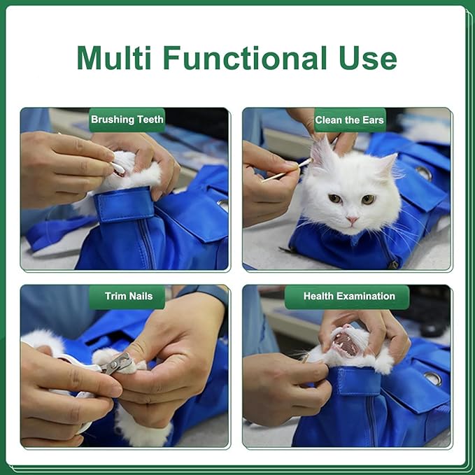 HDKUW Cat Grooming Bag,Foldable Travel Carrier for Cats,Anti-Bite Anti-Scratch Cat Grooming Restraint Bag,Pet Carrier for Administering Eye Drops,Ear Cleaner,Clipping Nails (Black, M)