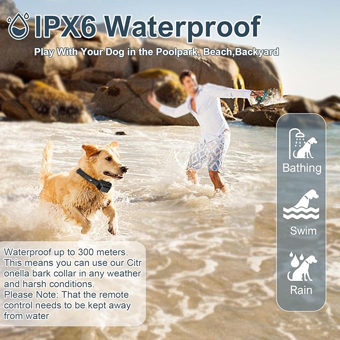 Citronella Training Collar for Dog [2* Bark Collar & 1*Spray Refill] with Beep/Vibration/Spray 4 Mode & 6 Adjustable Sensitivities Spray Dog Collar, IPX7 Waterproof for L/M/S Citronella Bark Collar