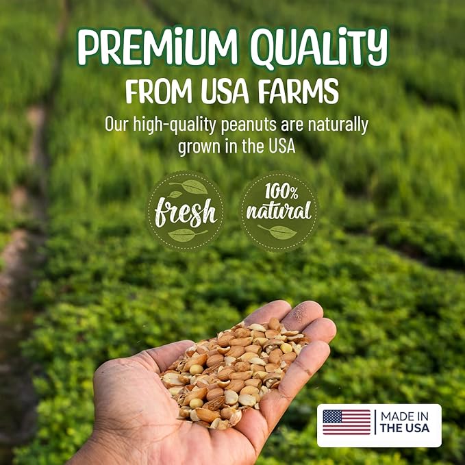 Premium Quality Raw Out of Shell Peanuts - 3 Pound - Shelled Peanuts for Birds – Wildlife Quality - Food for Squirrels, Deer, Birds, and Other Wildlife Animals – Grown in The USA