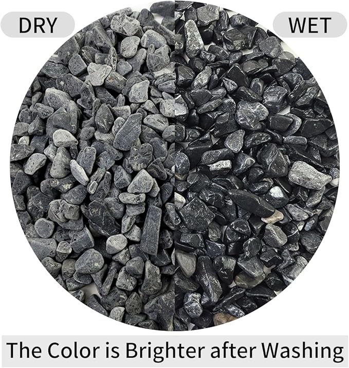 10LB Black Pea Gravel for Landscaping, 3/8 Inch Black Pebbles for Plants Cactus Succulent Fish Tank and Garden Black Stones