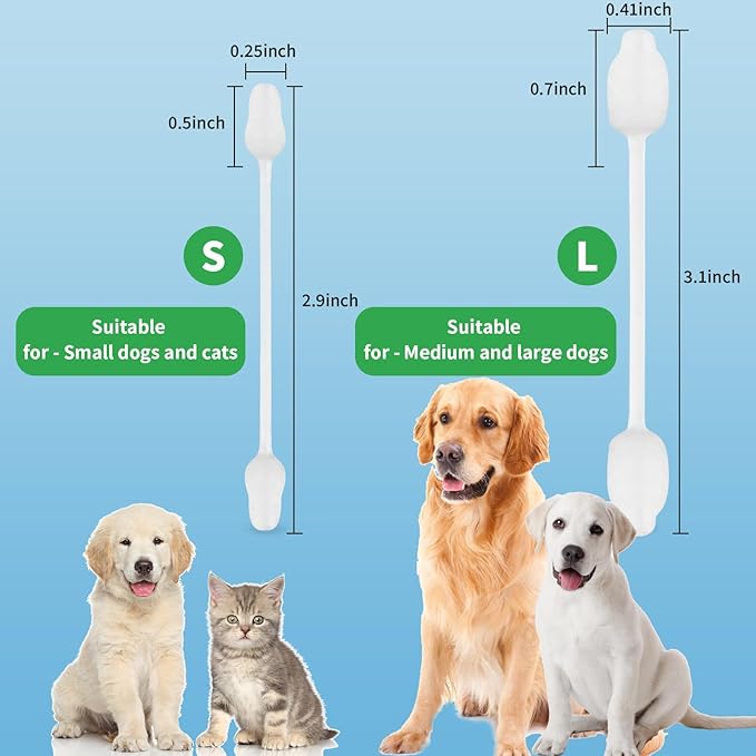 VinTS 60 PCS Cotton Dog Ear Cleaning Swabs, Pet’s Ear Infection Treatment Gourd-Shaped Swabs Prevent Accidental Injuries, Safer Cleaning for Dogs and Cats– Large Size.100% Cotton