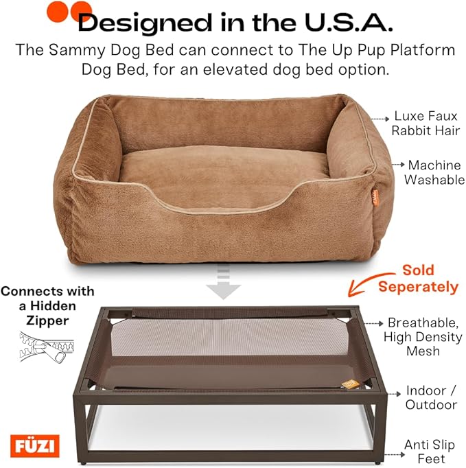FUZI Luxury Aesthetic Dog Bed for Large Dogs with Washable Cover, Pet Couch, Pet Bed with Sides, Non-Slip Bottom, Soft and Durable Calming Dog Bed, Large 35.6x28.5x9.5 Dark Grey