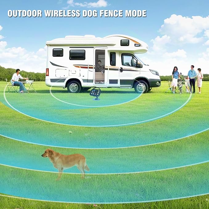 Plkm Dog Wireless Fence Indoor Outdoor Electric Fence Dog Training Collar 3 in 1 Pet Intelligent System, Out-of-Range Reminder AI Technology, Adjustable Range Shock Strength, Waterproof Rechargeable