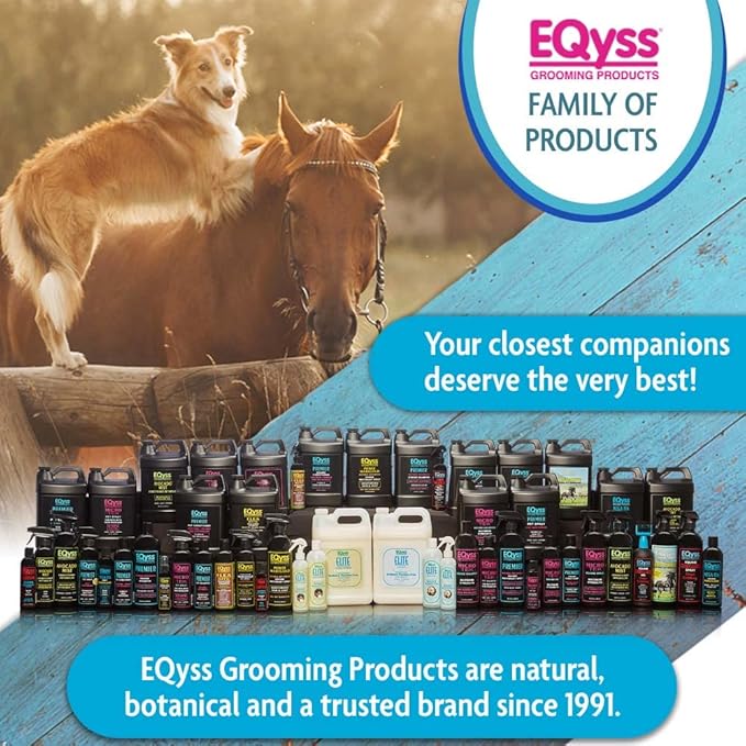 EQyss Premier Equine Rehydrant Spray - Moisturize Horse's Skin & Coat, Add Shine, Detangle, Repel Dirt & Dust - No Silicone, Non-slip Finish (128 oz)