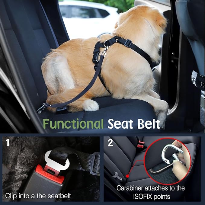 Dog Seat Belt, Safety Vest Dog Car Harness with Adjustable Buckle Dog Seat Belt for Vehicle Nylon Pet Safety Seat Belts Heavy Duty(L, Pink)
