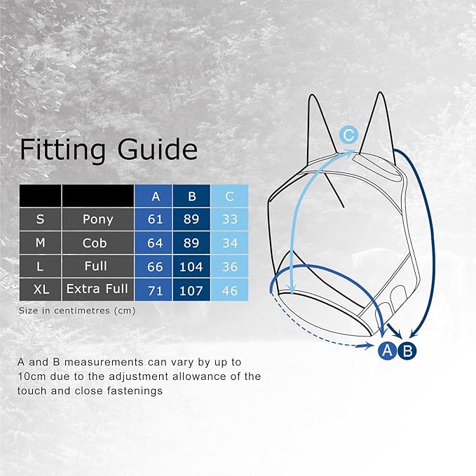 Harrison Howard CareMaster Pro Luminous Horse Fly Mask Large Eye Space Standard with Ears UV Protection for Horse Sky Blue XL Extra Full