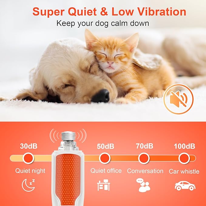 Dog Nail Grinder 7-Speed & 360° LED Light, Professional Pet Nail Grinder for Dogs and Cats, Electric Dog Nail Trimmer Painless Paws Grooming & Smoothing Tool for Large Medium Small Dogs Cats Pets