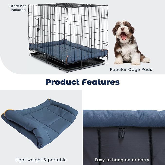 Miguel Oxford 900D Outdoor Waterproof Dog Bed for Metal Dog Crates Water-Resistant All Weather Pet Mat Durable Easy Wipe Clean Travel Indoor Outdoor Puppy Cat Crate Bed 42inch, Blue