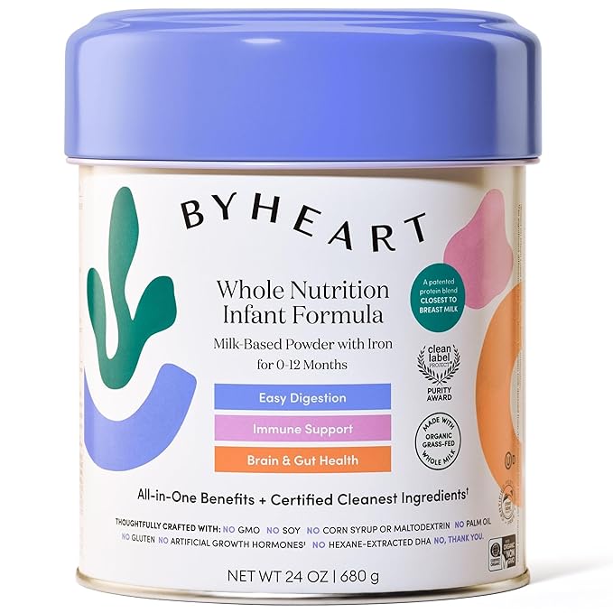 Infant Formula Powder for Infants 0-12 Months, Made With Organic Whole Milk, Clean Label Project Certified, Closest-to-Breast Milk Baby Formula Patented Protein Blend, 24 Ounce (Pack of 6)