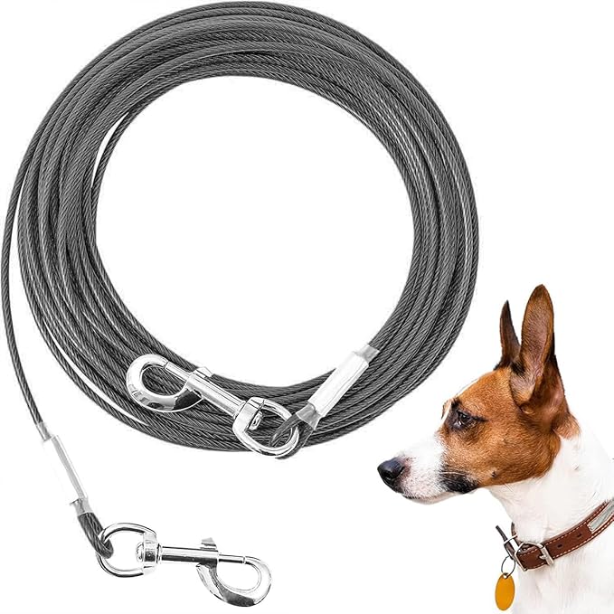 Tie Out Cable for Dogs,20FT Dog Leads,Heavy Duty Tie Out Cable for Large Dogs Up to 125lbs,Durable Dog Runner Tether Line for Outdoor,Yard