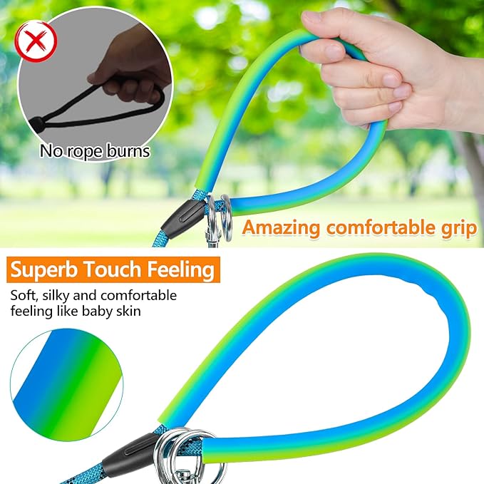 NTR Extra Long Dog Leash, 50FT Puppy Rope Lead, with 2 Swivel Hooks, Reflective Threads and Comfortable Padded Handle, Leash for Walking, Hunting, Camping, Backyard for Small Medium and Large Dogs