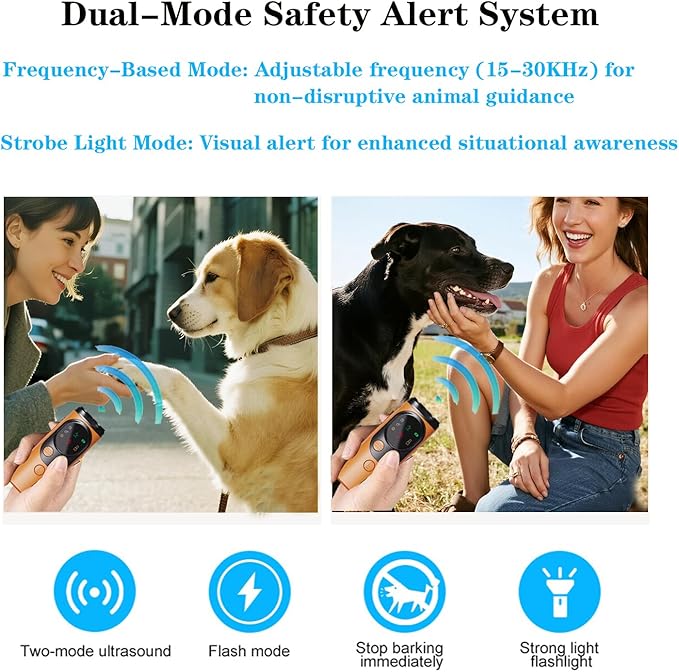 Dog Bark Deterrent Devices,3X Ultrasonic Anti-Barking &Torch 32ft Range Indoors Outdoors Dog Training Puppy Training Buttons Clicker Compared to Dog Whistle Barkshield Quiet Safe Rechargeable Compact