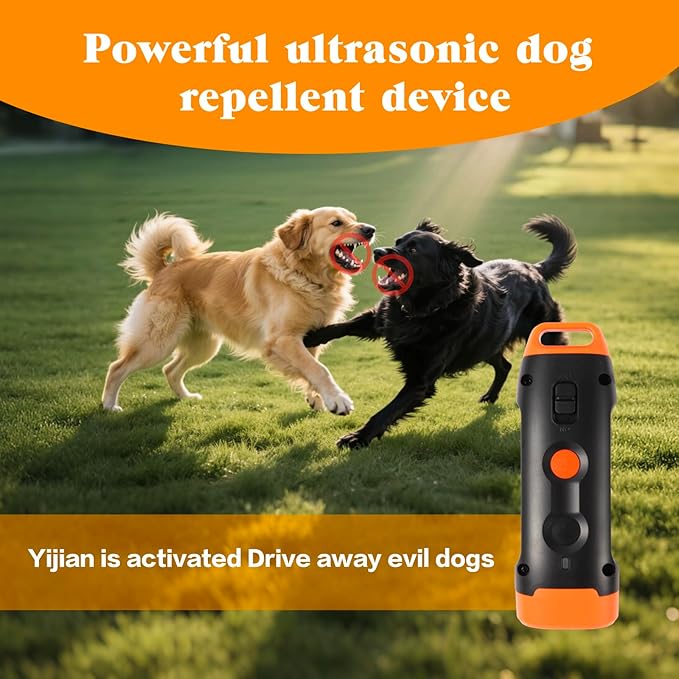 Dog Bark Deterrent Device-Rechargeable Anti-Barking Device for Dogs 40ft Long-Range Dog Training Tool, 3 Modes & LED Light for Dogs Training - Indoor & Outdoor