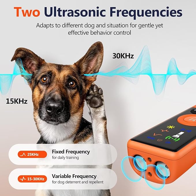 Ultrasonic Dog Bark Deterrent Device, Anti-Barking Control Device with LCD Screen & 3 Modes, Dog Training Tools to Stop Bad Behaviors, Safe Trainer Up to 35ft for Indoor Outdoor Use-04