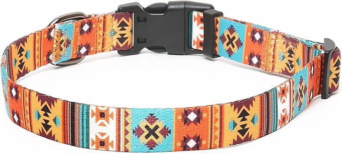 HEELE Dog Collar, Adjustable Soft Dog Collar for Small Medium Large Dogs,Bohemia Patterned Puppy Collars with Quick Release Buckle L Length 15.94''-25.59'
