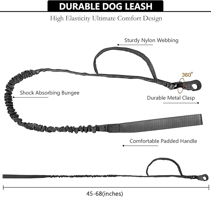 Tactical AirTag Dog Collar Leash Set - Heavy Duty, Adjustable GPS Collar Compatible with Apple AirTag, with Holder & Control Handle for Medium/Large Dogs [Black, XL]