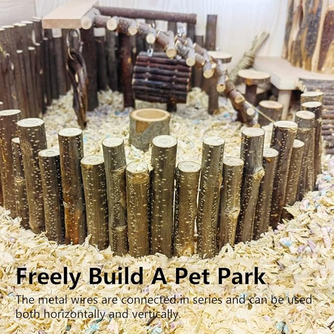Flexible Hamster Wooden Bridge, 11.8In Hamster Fence, Wooden Sticks for Hamster Cage Decor And Platforms, Syrian Hamster Cage Accessories Wood