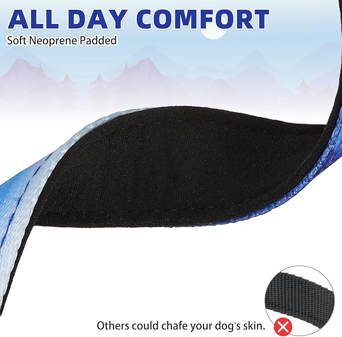 KOOLTAIL Martingale Collar for Dogs,Soft Padded Nylon Heavy Duty Dog Collar for Small Medium Large Dogs,Adjustable No Pull Durable Wide Puppy Training Collar With Pattern Design for Boys Girls, Blue L