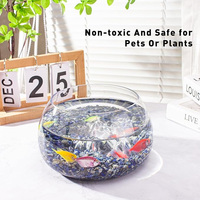0.88 Lb Lapis Lazuli Crushed Stones Aquarium Gravel Rocks Bulk, Natural Healing Reiki Crystals Stones Chips Polished Tumbled Quartz Rock for Garden|Vase Filler|Fish Turtle Tank Decorations