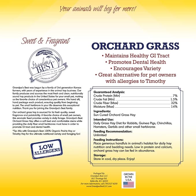 Grandpa's Best Orchard Grass Bale, 5 lbs,green