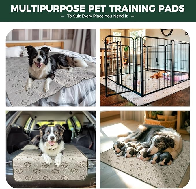 FXW Washable Pee Pads for Dogs, Puppy Pads with Super Absorbent, Specifically Designed for Whelping Box, 32" Round, Khaki, 1 Pack