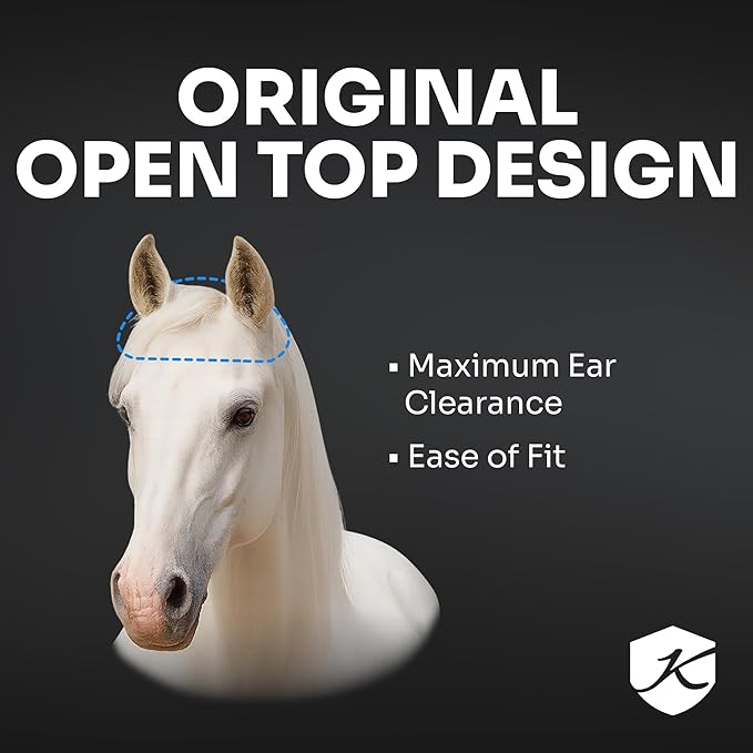 Kensington Fly Mask with Fleece Trim for Horses — Protects Face and Eyes from Flies and Sun Rays While Allowing Full Visibility — Breathable and Non Heat Transferring, XX-Large, Imperial Jade