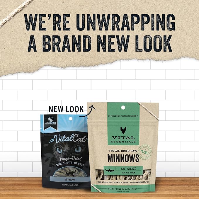 Vital Essentials Minnows Cat Treats, 0.5 oz | Freeze-Dried Raw | Single Ingredient | Grain Free, Gluten Free, Filler Free