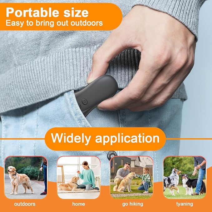 Dog Bark Deterrent Device,Ultrasonic Anti-Barking Devices with Sonic Emitters,Up to 15Ft Long Range & Rechargeable Bark Control,Safe for Dogs Training,Indoor & Outdoor(Black)