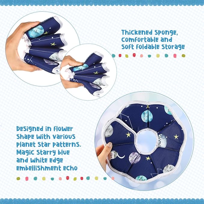 Sadnyy Cat Cone Collar Soft Adjustable Waterproof Protection to Stop Licking After Surgery Starry Sky Blue Comfortable Lightweight Collar for Pet Animal Kitten Dogs Rabbits Not Block Vision(Small)