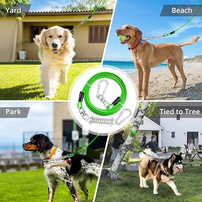 Jenico Dog Tie Out Cable - 70 FT Runner Cable with Swivel Hook, Outdoor and Camping Dog Leash Tether, Rust-Proof Training Line for Small to Medium Pets Up to 500 LBS