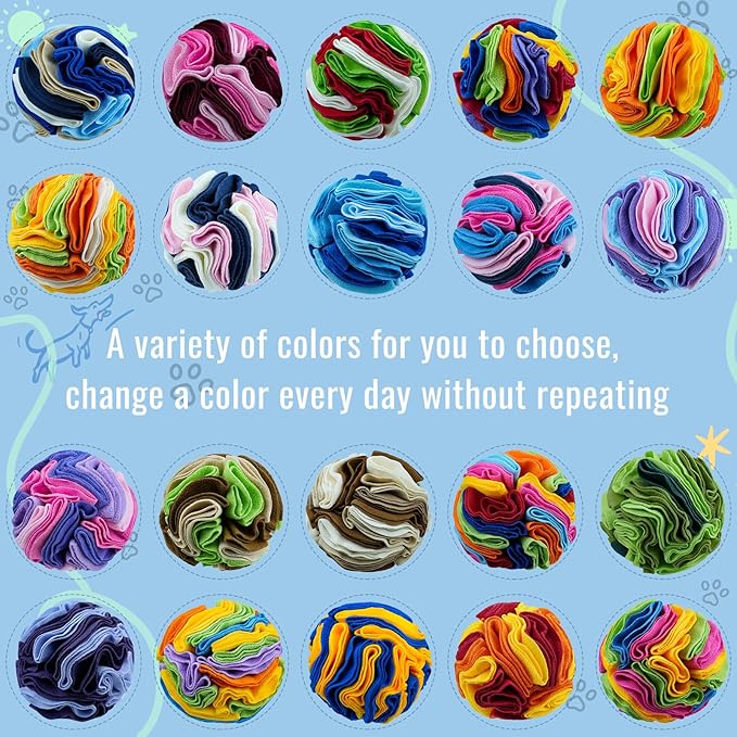 Pet Snuffle Ball, Puzzle Sniffing Interactive Dog Ball for Blind Dogs Training Stress Relief Dog Enrichment Toys Treat Machine Washable (New Rainbow Color, 10cm)