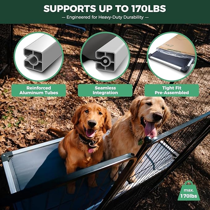 FXW TitanNest Chew-Proof Elevated Dog Bed, Raised Cot for Indoor/Outdoor/Camping Use, Durable & Washable Padded Pet Bed for Small Dogs, 35.0" L x 22.0" W x 4.5" H, Black
