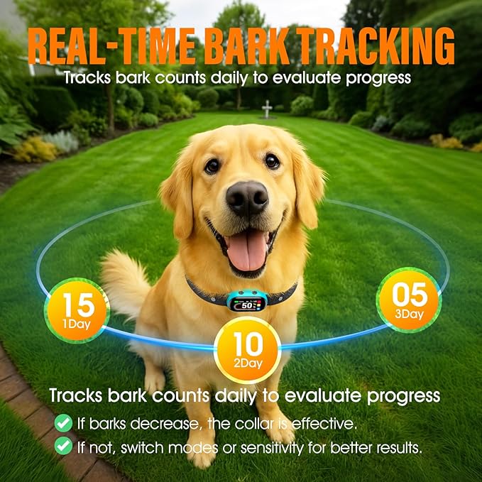 Smart Dog Bark Collar, for Small Medium Large Dogs 10-100lbs, Automatic Dog Training Collar to Decrease Barking, Anti Barking Device with 4 Training Modes, More 8 Sensitivity Levels, Cyan