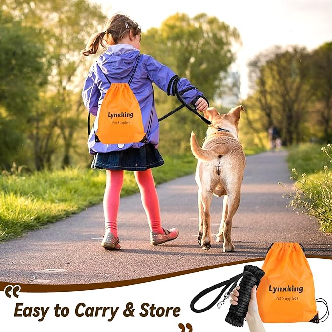 lynxking Check Cord Dog Leash Long Lead Training Tracking Line Comfortable Handle Heavy Duty Puppy Rope 10ft for Small Medium Large Dog