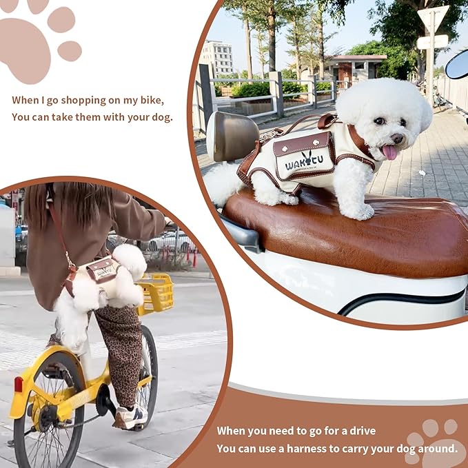 Dog Lift Harness Dog Carrier VES Harness Adjustable Leash with Small Puppy Treat Bag,Fits Most Cars,XS