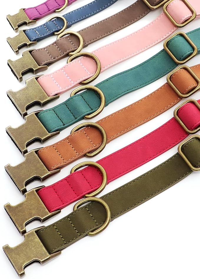 Didog Soft PU Leather Dog Collar, Stylish Quick Released Dog Collars for Large Dogs, Easy Clean Adjustable Pet Collar for Daily Walking, Green, XL Fit 17-27" Neck