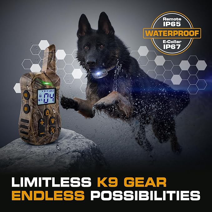 INVIROX Dog Shock Collar [Ultra K9 Hunting Series] 124 Training Levels, 4 Powerful Modes with Night-Light and ¾ Mile Range 100% Safe Dog Training Collar for Large Dogs IP67 Waterproof
