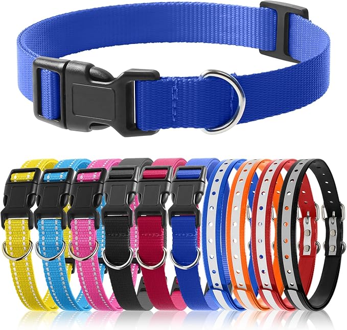 PetJoy Shock Collar Replacement Collar Strap, Bark Collar Replacement Strap 3-Packs, 3/4 Inch Dog Collar with Quick Release Buckle, Length 8-27 Inches and D-Ring