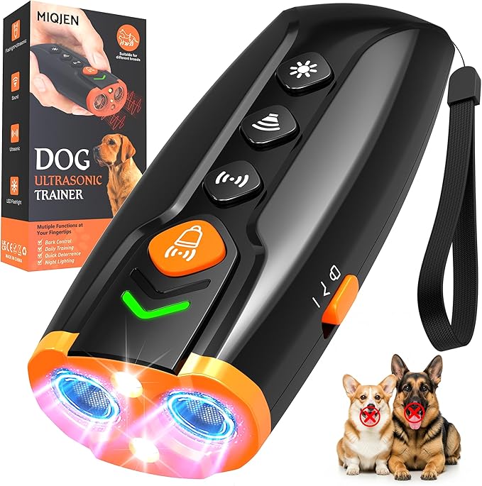 Dog Bark Deterrent Devices, Rechargeable Anti Barking Device for Dogs, 7 Mode Bark Deterrent Device, Safe Ultrasonic Dog Bark Deterrent for Dogs, Up to 28 Ft Range Dog Barking Silencer, Easy to Carry
