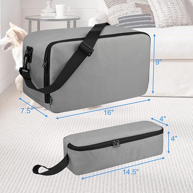 Beautyflier Pet Grooming Supplies Organizer, Protective Tote Bag Case for Pet Grooming Kit & Vacuum Suction Dogs Cats Hair, Travel Pouch Bag for Pet Dog Grooming Vacuum Kit, Bag Only (Gray)