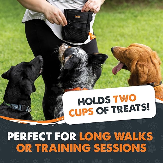 Mighty Paw Dog Treat Pouch | No Spill Magenetic Clasp - Hands-Free Pouches for Training - Pets Training Treat Pouches for Dog Walks - Pet Bags Pouch - Built in Poop Bag Holder
