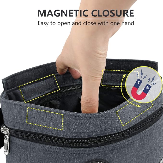 Viklluyr Dog Treat Pouch Bag with Magnetic Closure, Dog Food Carrier with Removable Inner Pocket, Perfect Dog Training Bag for Agility Training - Including Carabiner