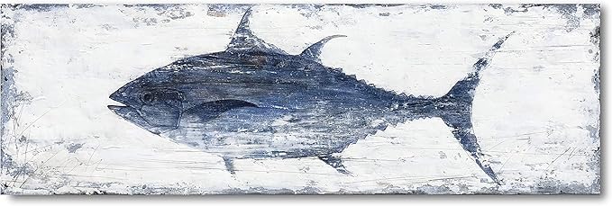 Yihui Arts Decor Abstract Fish Sealife Canvas Wall Art Prints Gallery Wrapped Ready to Hang for Coastal Bedroom Livingroom Office Wall Decoration