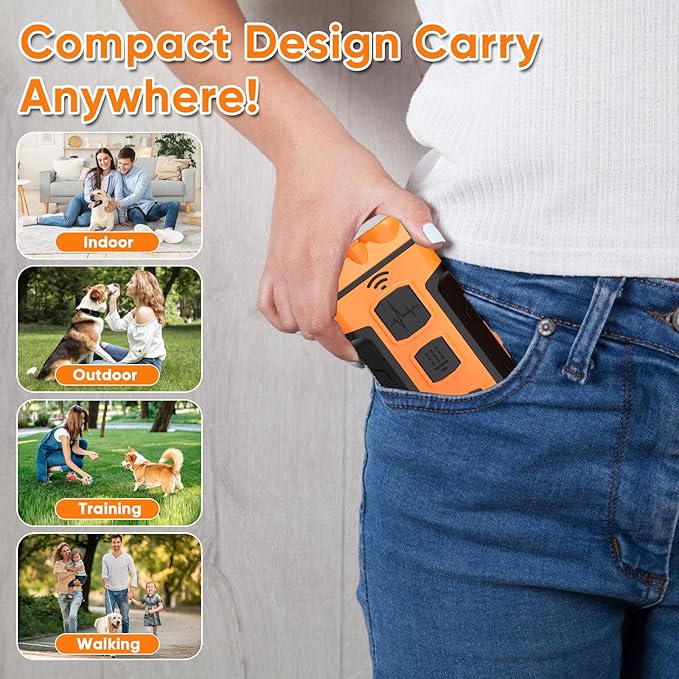 Dog Bark Deterrent Device, Ultrasonic Anti-Barking Trainer, Safe & Effective Portable Bark Control for Dogs Indoor & Outdoor Use, Long Distance Ultrasonic Stop Barking Neighbors Dog