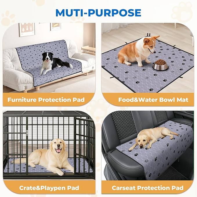 Fostanfly Washable Dog Pee Pads Extra Large 72''x80''-2 Pack Instant Absorb Training Pads, Non-Slip Pet Playpen Mat Waterproof Reusable Floor Mat for Puppy/Senior Dog, Housebreaking & Incontinence