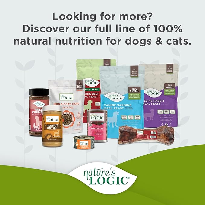 NATURE'S LOGIC Dry Dog Food - 100% Natural - No Synthetics - for All Ages, Sizes, Breeds - Free from Common Allergens, High Protein - Beef Meal Feast, 13lbs